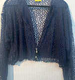 #911 Easy Shrug Navy Mesh with Antique Turkmen Tassels and African Antique Glass Bead