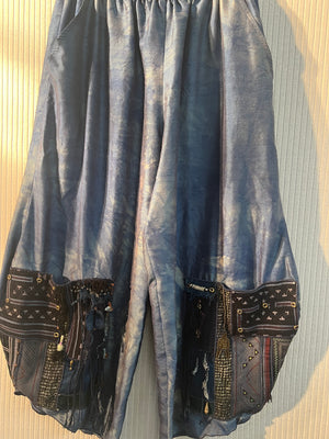 #869 Perfect Pants HandDyed Blue Handmade Over Dyed Pieces from Around the World