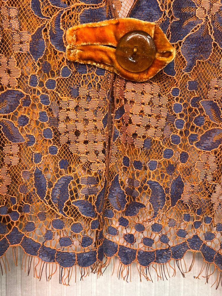 #1242  Easy Shrug Jacket Belgian Lace OverDyed