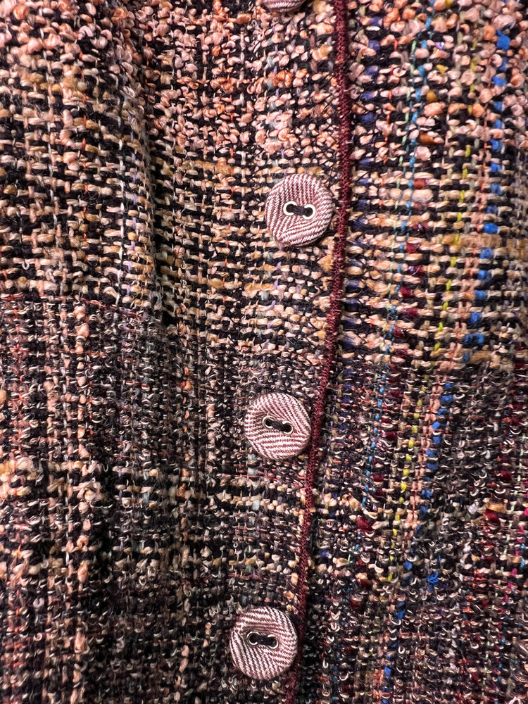 #1363  Easy Handwoven from our Studio Jacket with Plaid Buttons Knit Sleeves