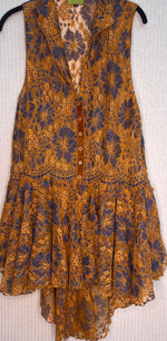 #1015 1800’s Vest Over Dyed Orange Belgian Lace