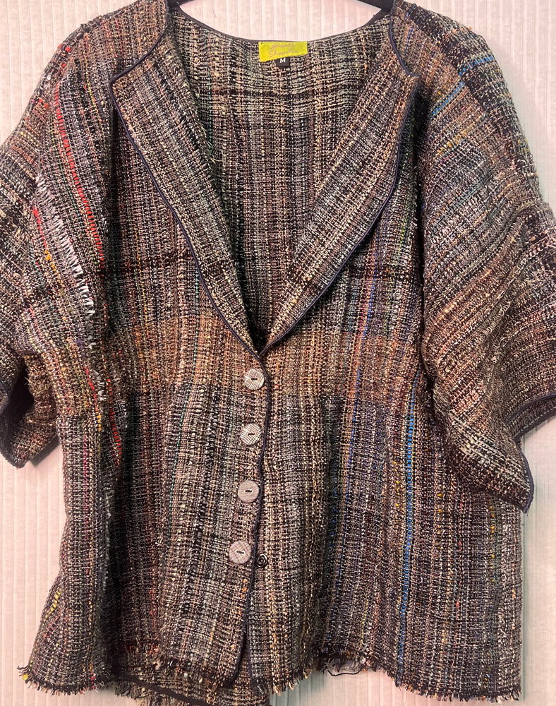 #1362 Easy Handwoven Jacket with Plaid Buttons