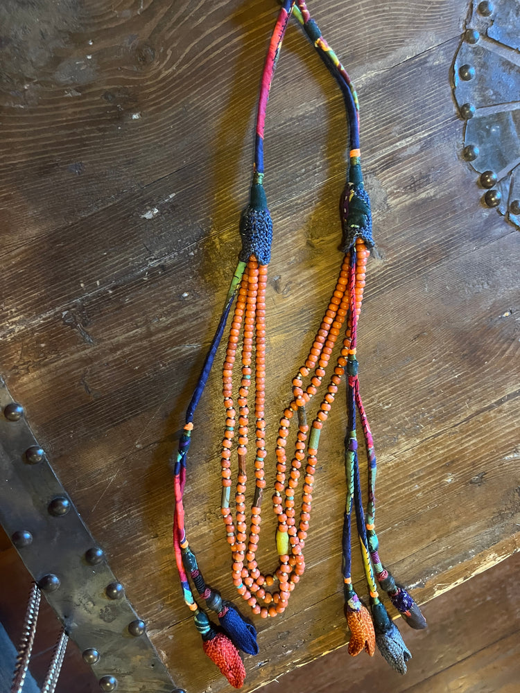 #1275 Turkish, Uzbekistan: Coral, Old Glass, Silver, Jade, Antique Tassels