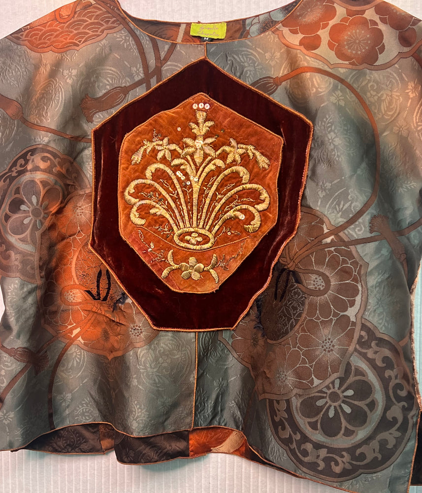 #1366 Earl’s Top Antique Ottoman Metallic and Sequins Embroidered and Hand Dyed Silk and Brocade