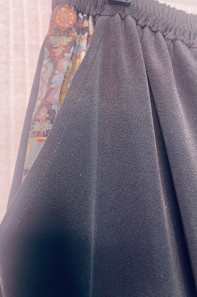 #1360  Perfect Pants II Antique Silk Kimono OverDyed with Embroidery