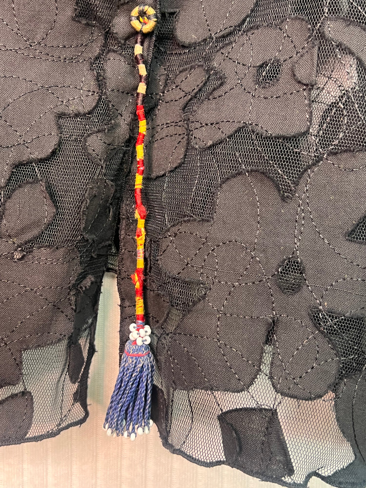 #1241  Easy Shrug Jacket Burnout with Antique Uzbek Tassel