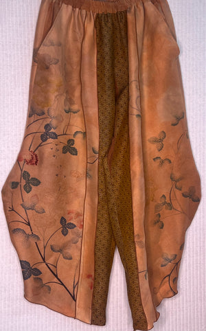 #1043 Perfect Pants I OverDyed Japanese Kimonos Orange