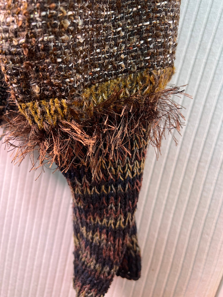 #1363  Easy Handwoven from our Studio Jacket with Plaid Buttons Knit Sleeves