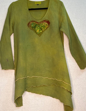 #481 Tunic Handmade Heart Overdyed