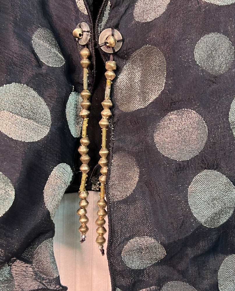 #1334  Easy Shrug Jacket Metallic Circles