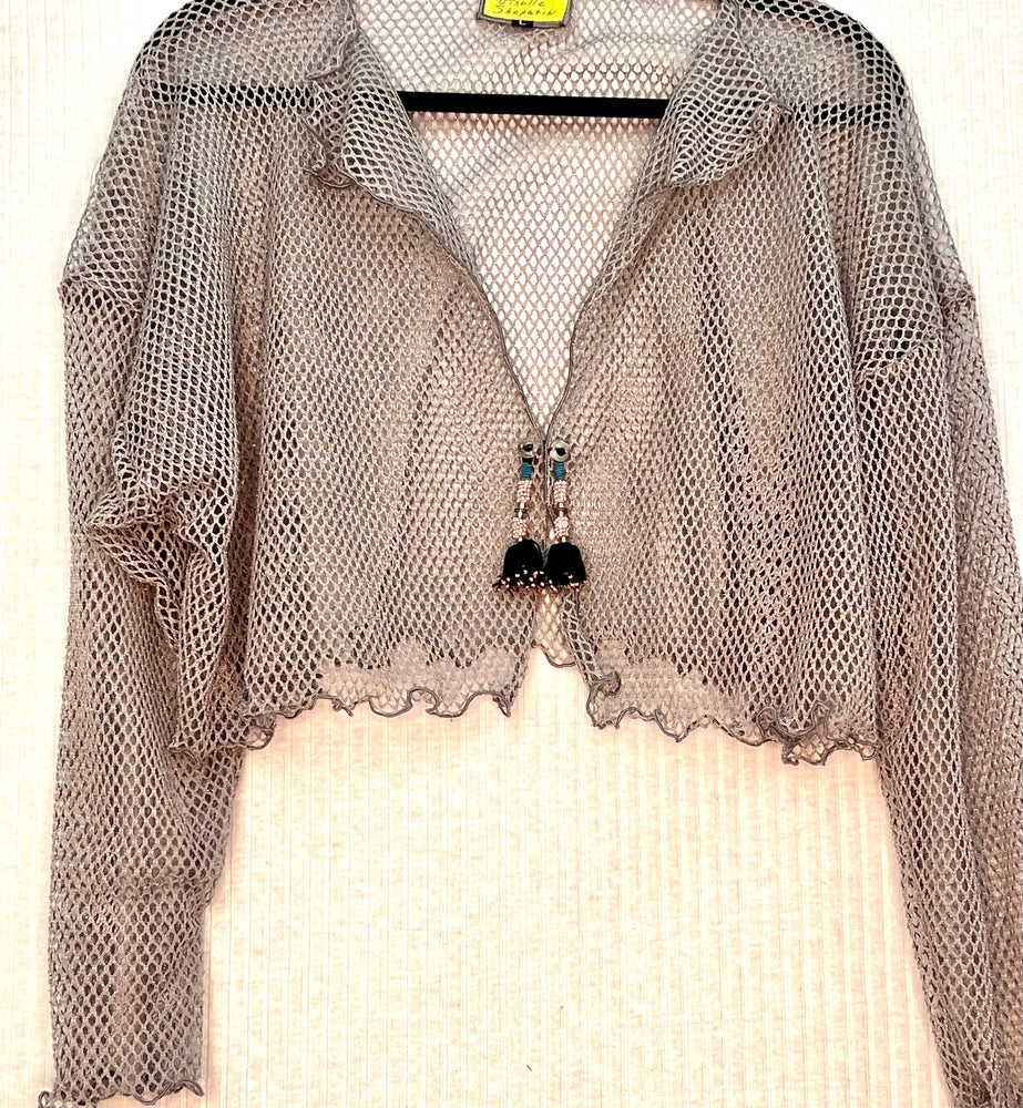 #939 Easy Metallic Fishnet Shrug