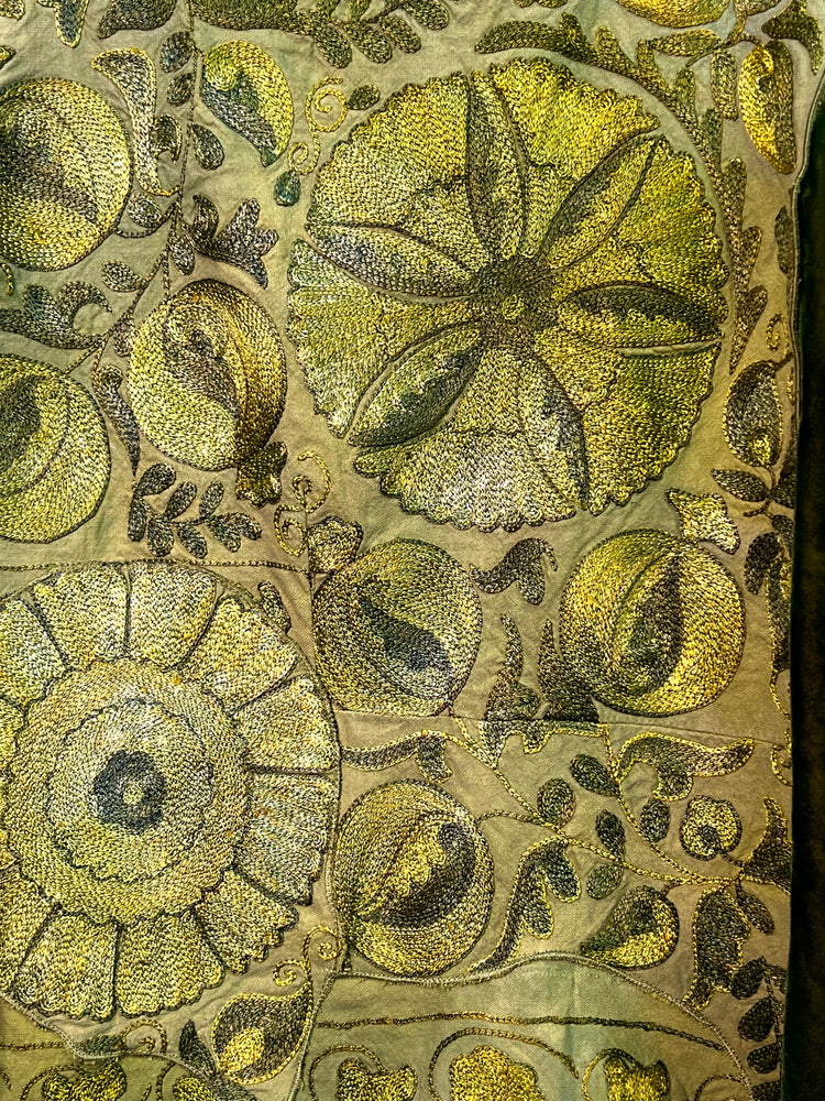 #1344 Natural Dye Embroidered Pomegranate Cotton Suzani Velvet