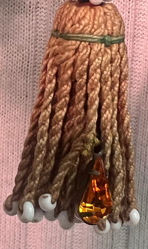 #1259 Easy Shrug Vest, HandDyed Silk and African Metal Beads with Antique Uzbek Tassel