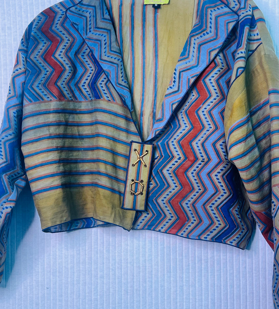 #1361 Easy X & O Shrug Jacket OverDyed Cotton African Metal Beads