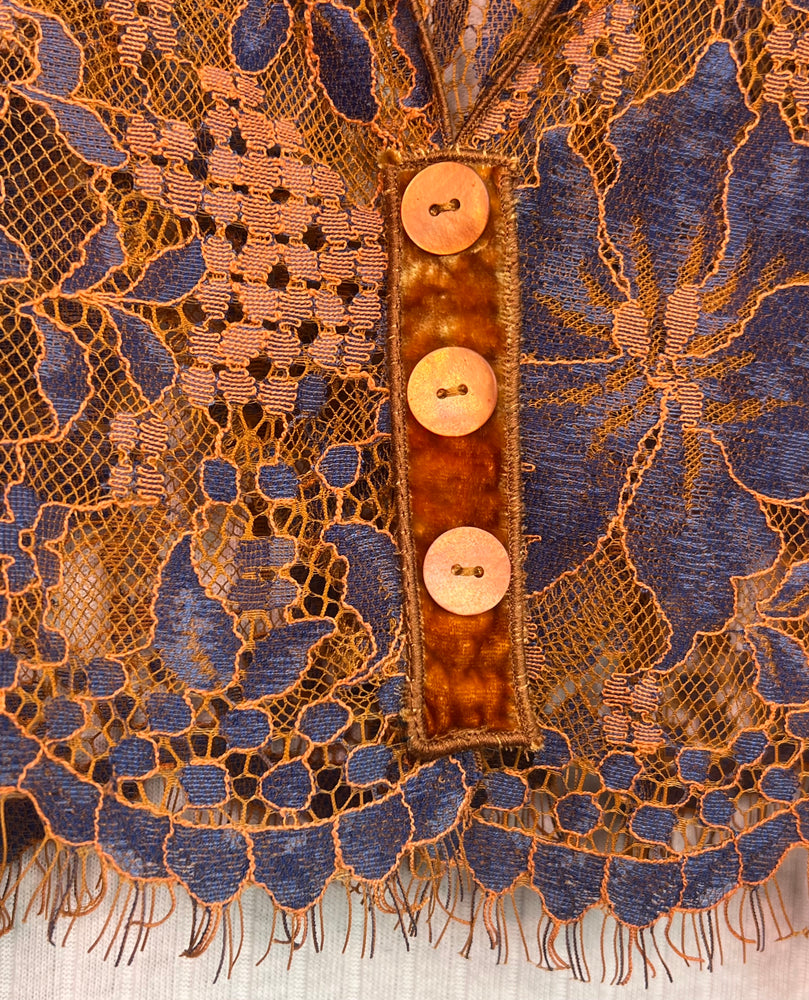 #1246  Easy Shrug Jacket Belgian Lace OverDyed