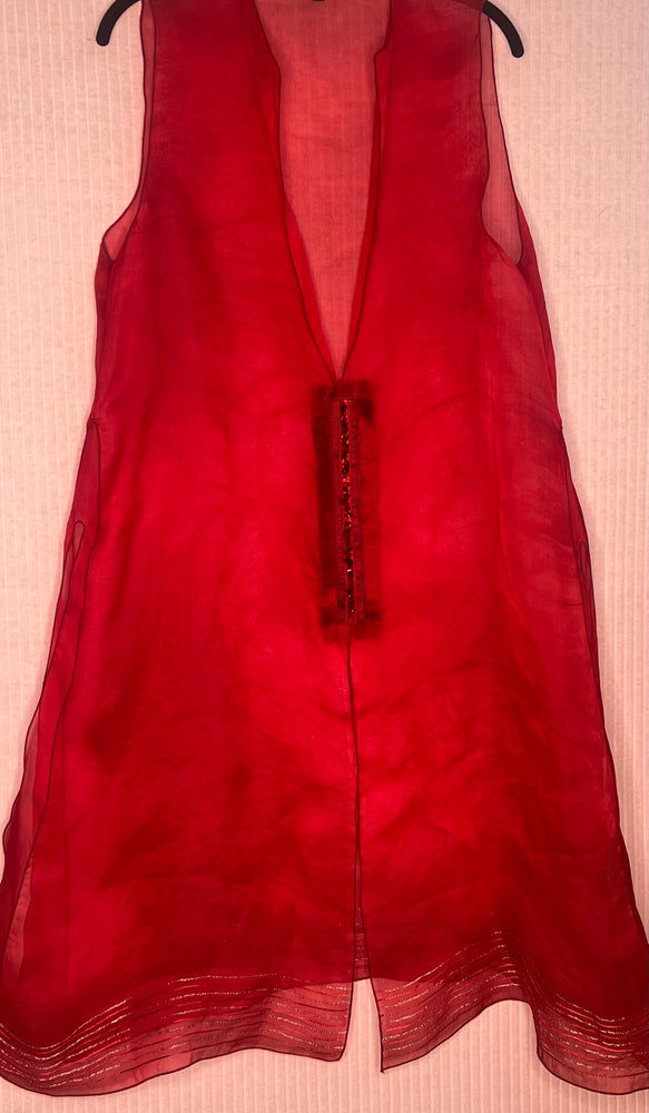 #1029 Dancer’s Overdyed Silk Organza with metallic Embroidery and Carnelians and Antique Kimono