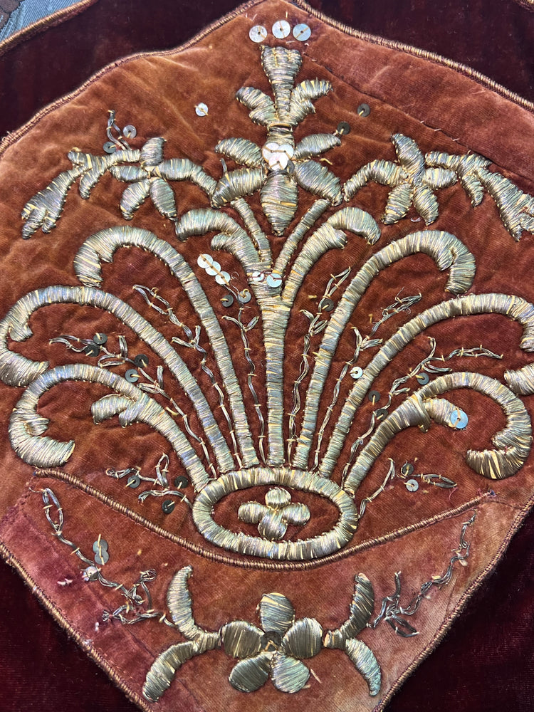 #1366 Earl’s Top Antique Ottoman Metallic and Sequins Embroidered and Hand Dyed Silk and Brocade