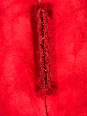 #1029 Dancer’s Overdyed Silk Organza with metallic Embroidery and Carnelians and Antique Kimono