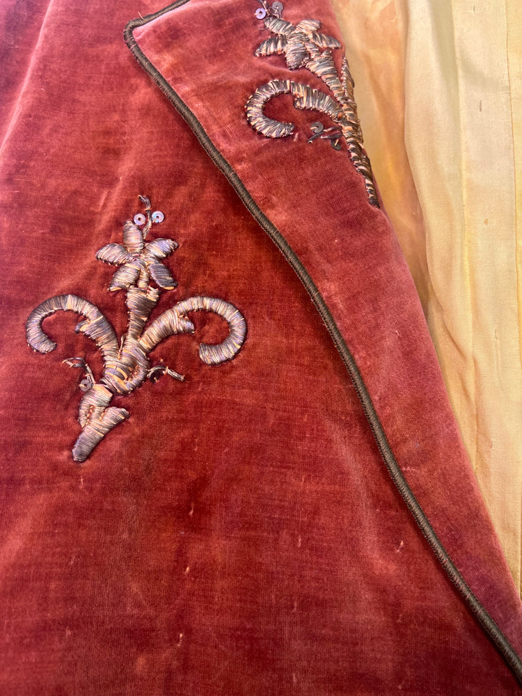 #1299 Ottoman Antique Metallic Embroidered Dancer’s Vest HandDyed Velvet, Silk Tassel
