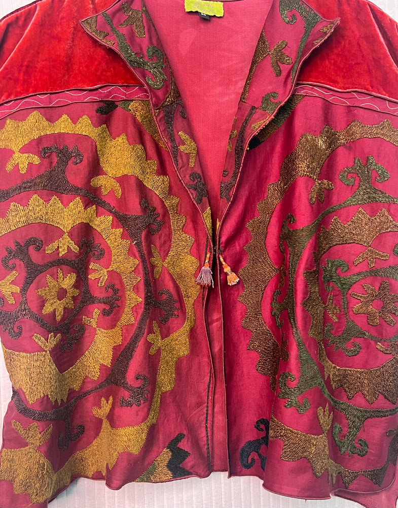 #1364  Easy Jacket Embroidered Suzani Hand Dyed Velvet