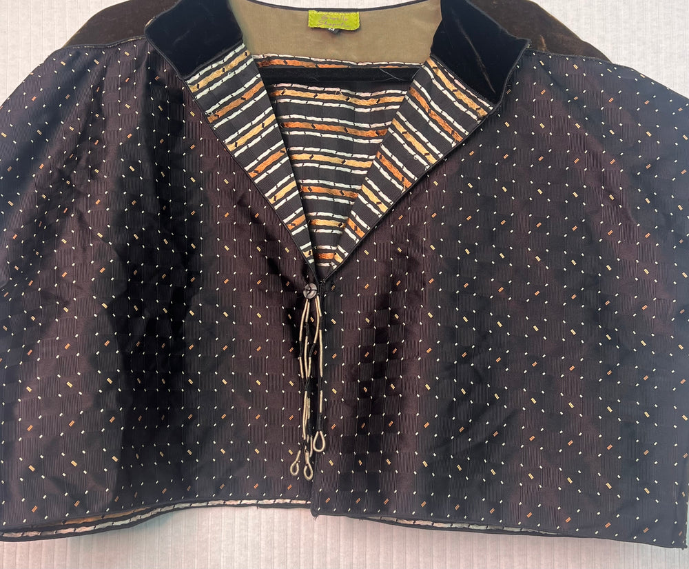 #1333  Easy Shrug Vest Brocade with Syrian Handmade Tassels Closure