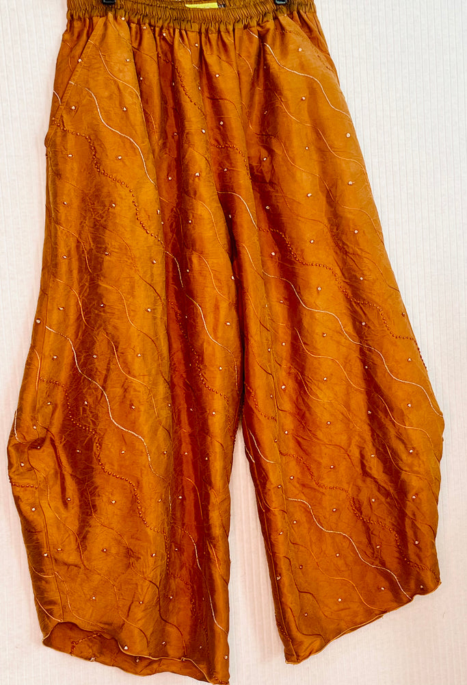 #929 Perfect Pants Overdyed Orange with French Knots