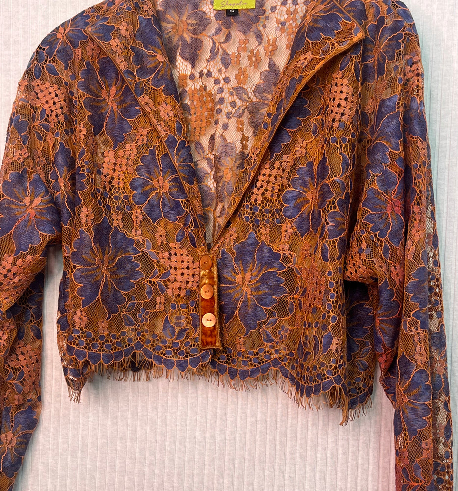 #1246  Easy Shrug Jacket Belgian Lace OverDyed