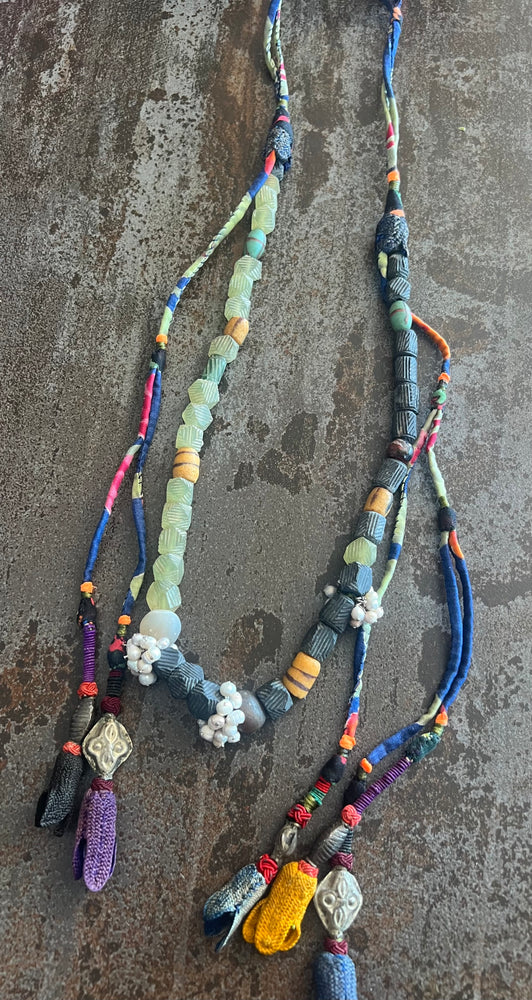 #1315 Turkey, Uzbekistan:  Jade, Pearls, African Glass, Silver, Antique Tassels, Glass Beads