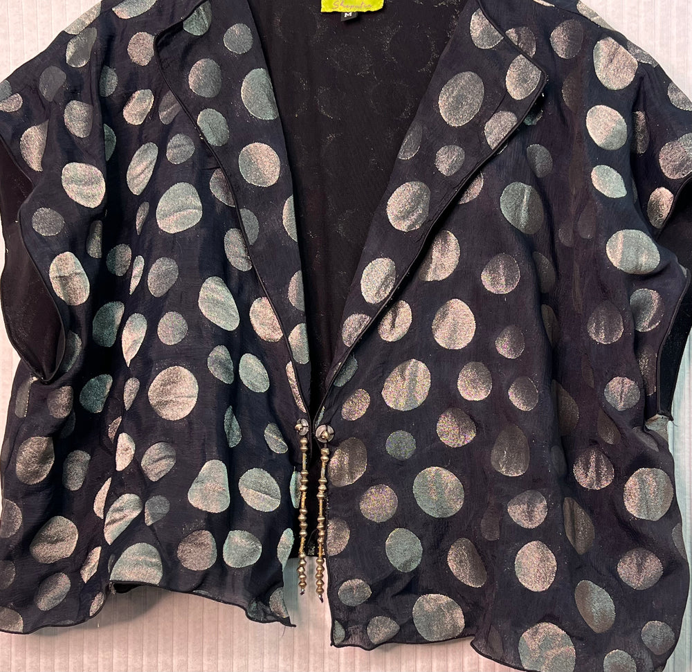 #1334  Easy Shrug Jacket Metallic Circles