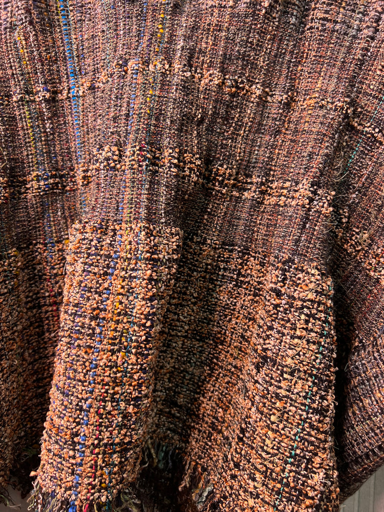 #1363  Easy Handwoven from our Studio Jacket with Plaid Buttons Knit Sleeves