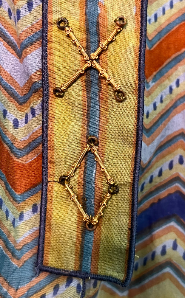 #1223 Easy X & O Shrug Jacket OverDyed Cotton African Metal Beads