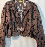 #904 Easy Flowers Shrug Jacket Burnout Mesh in Browns with French Metal Sequins