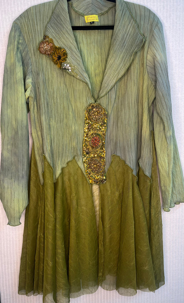 #896 Pleated Green OverDyed Breezy Jacket