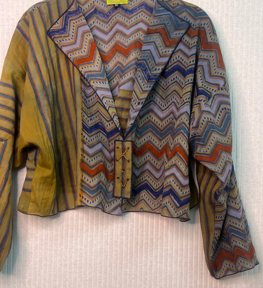 #1223 Easy X & O Shrug Jacket OverDyed Cotton African Metal Beads