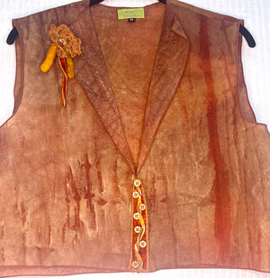 #1021 Dancer’s Over Dyed Orange Silk shrug Vest