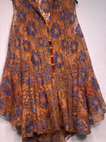 #1015 1800’s Vest Over Dyed Orange Belgian Lace