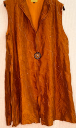 #1012   Dancer’s Vest Orange Overdyed French Silk Knots