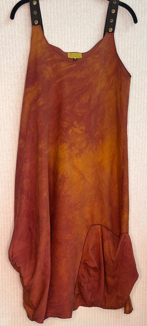 #646 Snappy Dress Over Dyed Orange Silk