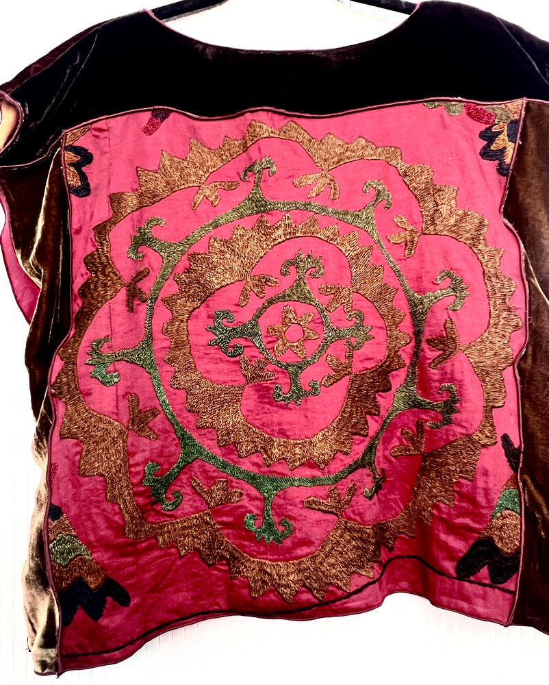 #1300 Earl’s Top Suzanni Top Embroidered Hand Dyed Velvet
