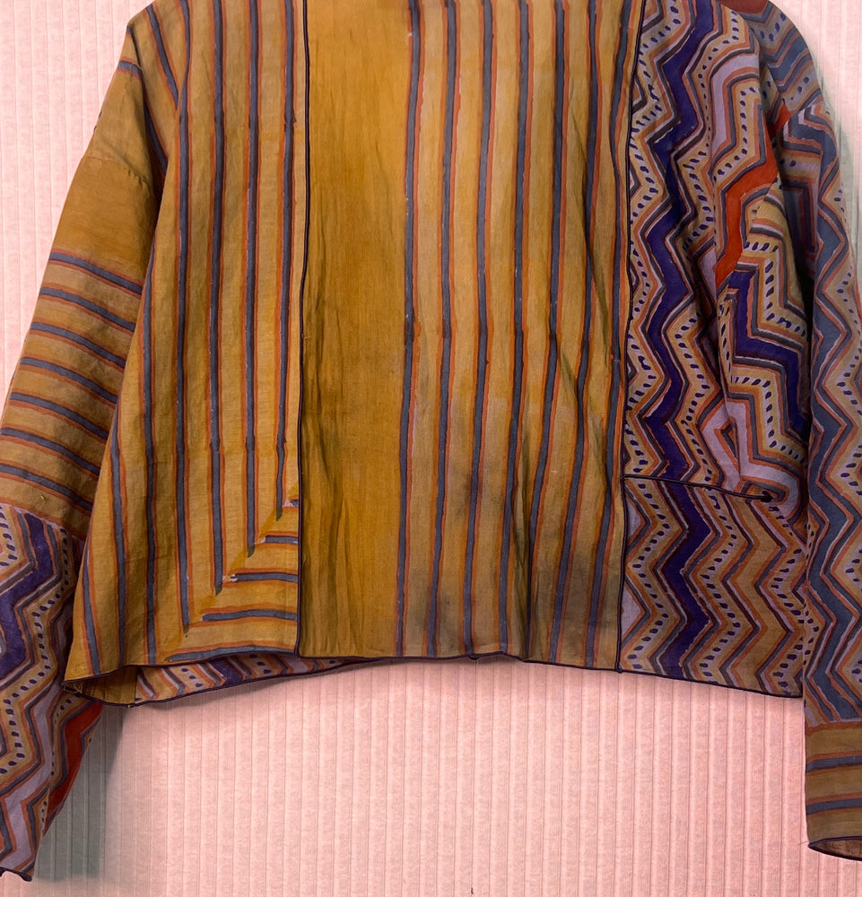 #1361 Easy X & O Shrug Jacket OverDyed Cotton African Metal Beads