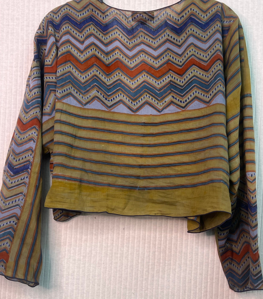 #1223 Easy X & O Shrug Jacket OverDyed Cotton African Metal Beads