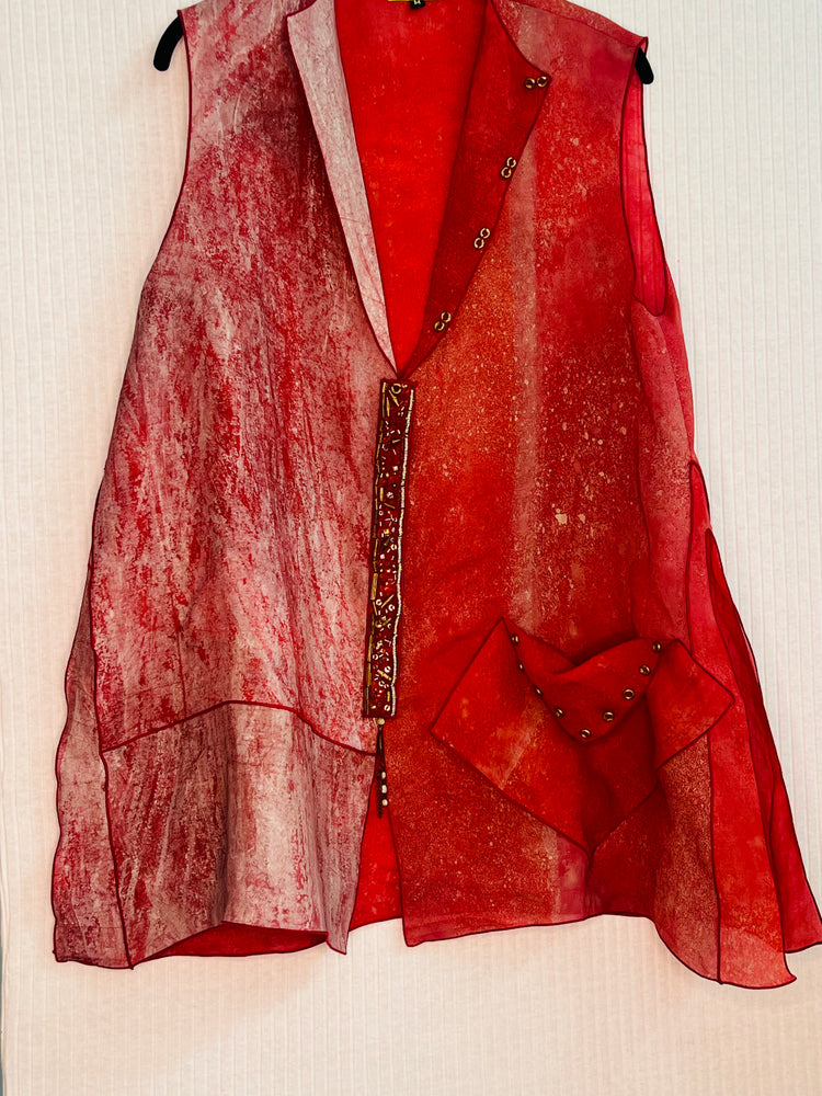 #1008 Dancer’s Overdyed Organza Vest with Embellishments