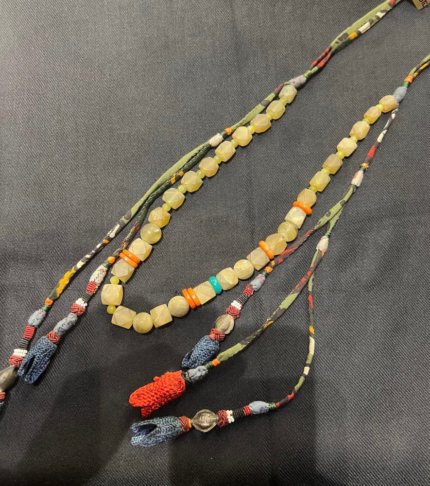 #1312 Turkey, Turkmenistan, Uzbekistan:  Silver, Tassels,  Sahmasut Jade, Coral, Turquoise