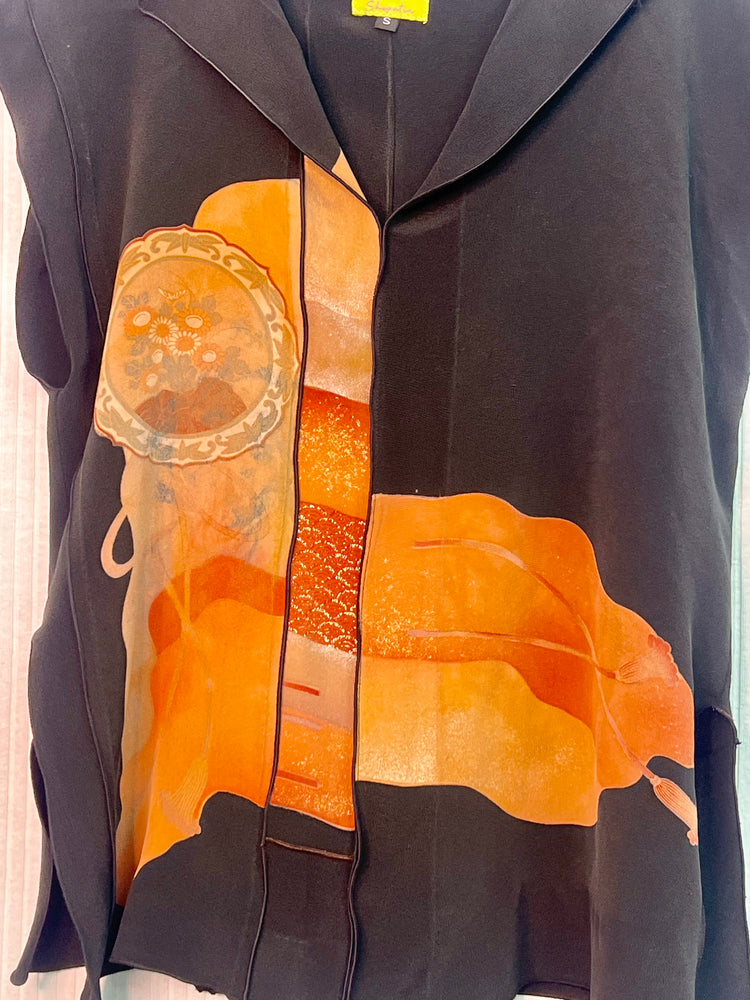 #1263 Risa Top OverDyed Silk Kimono Olive Green