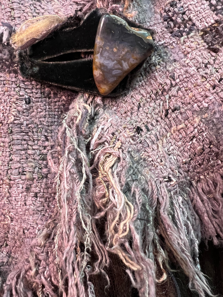 #1353 Handwoven in Our Studio Double Weave and Italian Knit Back and Agate Button