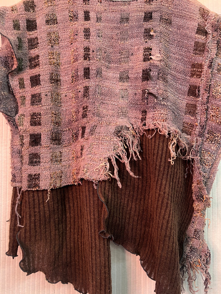 #1353 Handwoven in Our Studio Double Weave and Italian Knit Back and Agate Button