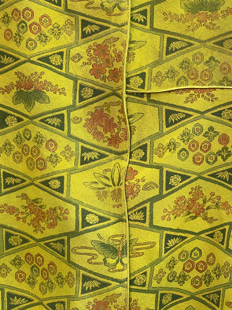 #1254 Risa Top OverDyed Silk Kimono Chartreuse Green Sleeved