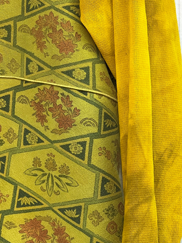 #1254 Risa Top OverDyed Silk Kimono Chartreuse Green Sleeved