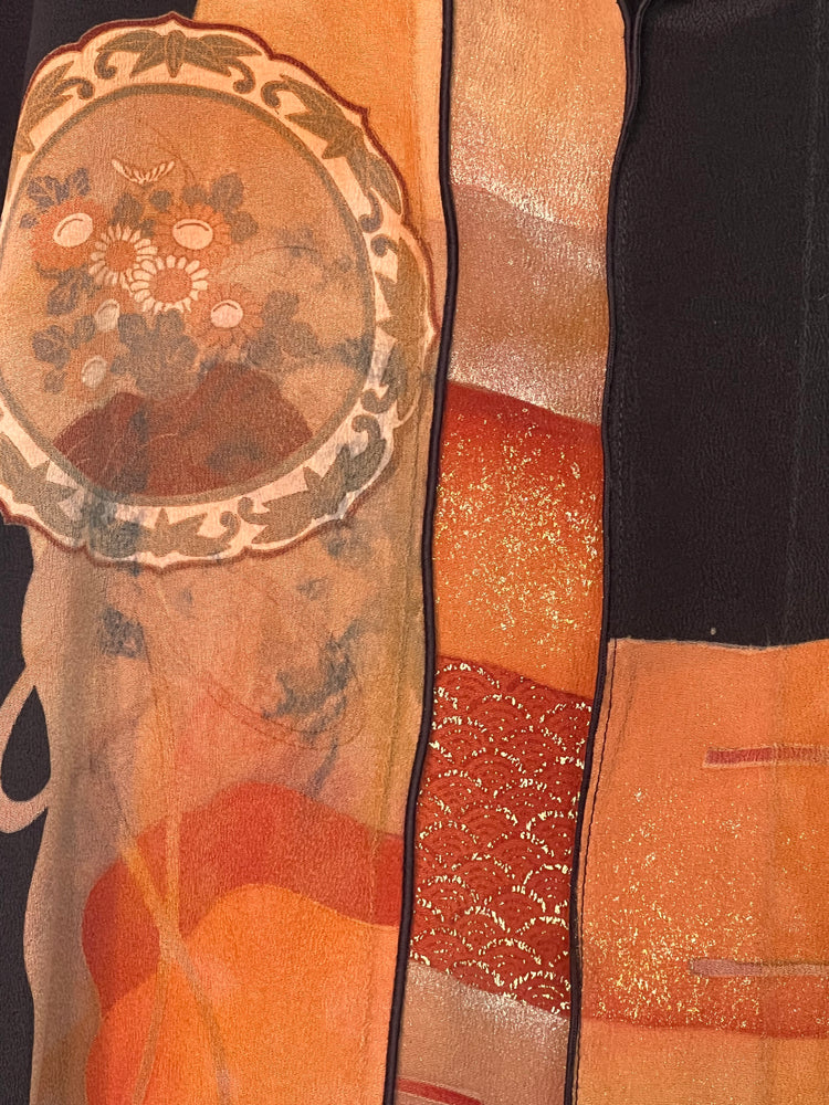 #1263 Risa Top OverDyed Silk Kimono Olive Green