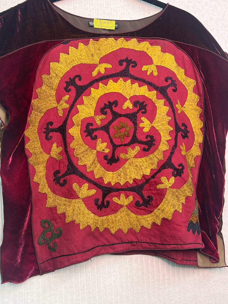 #1300 Earl’s Top Suzanni Top Embroidered Hand Dyed Velvet